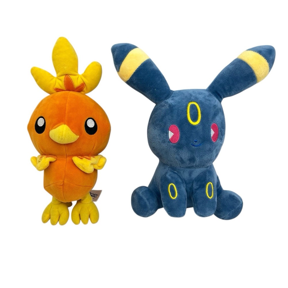 Pokemon Plush Lot Of 2 Umbreon Mix Au Lait Blue Eevee Torchic Orange Stuffed